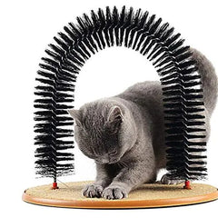 Cat Toy Arch with Grooming Brush and Scratching Pad